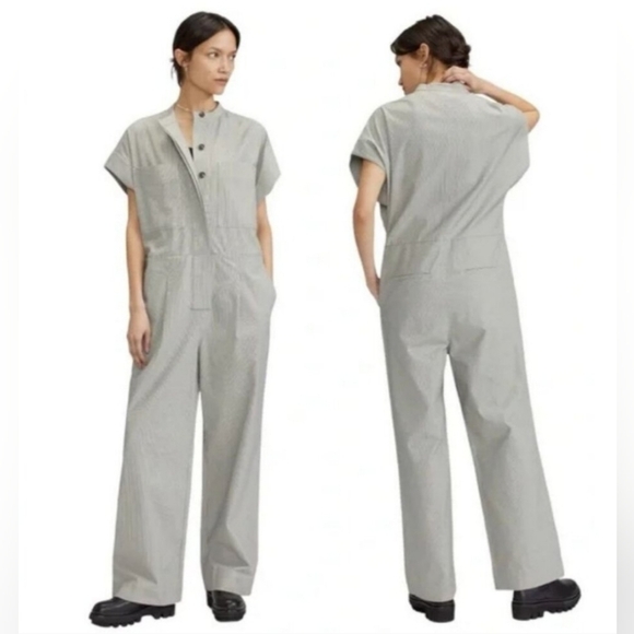 Everlane The Easy Workwear Jumpsuit Canvas Tan/True Navy Size Medium - Picture 1 of 7